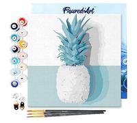 Figured'Art Mini Peinture par Numéro Adulte 20x20cm avec cadre Ananas - Petit Format Kit de Loisir Créatif DIY Numéro d'Art Complet