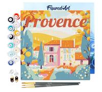 Figured'Art Mini Peinture par Numéro Adulte 20x20cm avec cadre Automne en Provence - Petit Format Kit de Loisir Créatif DIY Numéro d'Art Complet