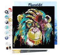 Figured'Art Mini Peinture par Numéro Adulte 20x20cm avec cadre Babouin Pop Art - Petit Format Kit de Loisir Créatif