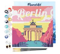 Figured'Art Mini Peinture par Numéro Adulte 20x20cm avec cadre Berlin - Petit Format Kit de Loisir Créatif DIY Numéro d'Art Complet