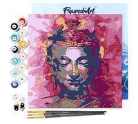 Figured'Art Mini Peinture par Numéro Adulte 20x20cm avec cadre Bouddha précieux - Petit Format Kit de Loisir Créatif DIY Numéro d'Art Complet