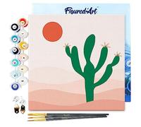 Figured'Art Mini Peinture par Numéro Adulte 20x20cm avec cadre Cactus - Petit Format Kit de Loisir Créatif DIY Numéro d'Art Complet