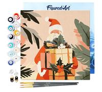 Figured'Art Mini Peinture par Numéro Adulte 20x20cm avec cadre Cadeau du Père Noël - Petit Format Kit de Loisir Créatif DIY Numéro d'Art Complet