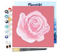 Figured'Art Mini Peinture par Numéro Adulte 20x20cm avec cadre Corolle de Rose 2 - Petit Format Kit de Loisir Créatif DIY Numéro d'Art Complet