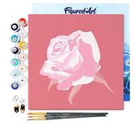 Figured'Art Mini Peinture par Numéro Adulte 20x20cm avec cadre Corolle de Rose - Petit Format Kit de Loisir Créatif DIY Numéro d'Art Complet