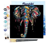 Figured'Art Mini Peinture par Numéro Adulte 20x20cm avec cadre Elephant - Petit Format Kit de Loisir Créatif DIY Numéro d'Art Complet