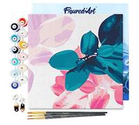 Figured'Art Mini Peinture par Numéro Adulte 20x20cm avec cadre Feuillage 2 - Petit Format Kit de Loisir Créatif DIY Numéro d'Art Complet
