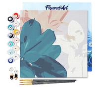 Figured'Art Mini Peinture par Numéro Adulte 20x20cm avec cadre Feuilles de Caoutchouc - Petit Format Kit de Loisir Créatif DIY Numéro d'Art Complet