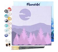 Figured'Art Mini Peinture par Numéro Adulte 20x20cm avec cadre Forêt de Sapins - Petit Format Kit de Loisir Créatif DIY Numéro d'Art Complet