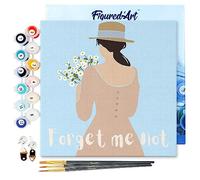 Figured'Art Mini Peinture par Numéro Adulte 20x20cm avec cadre Forget me not - Petit Format Kit de Loisir Créatif DIY Numéro d'Art Complet
