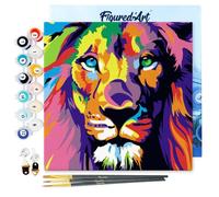 Figured'Art Mini Peinture par Numéro Adulte 20x20cm avec cadre Lion Pop Art - Petit Format Kit de Loisir Créatif DIY Numéro d'Art Complet