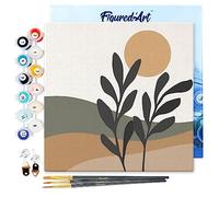Figured'Art Mini Peinture par Numéro Adulte 20x20cm avec cadre Paysage et Plante - Petit Format Kit de Loisir Créatif DIY Numéro d'Art Complet