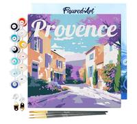 Figured'Art Mini Peinture par Numéro Adulte 20x20cm avec cadre Printemps en Provence - Petit Format Kit de Loisir Créatif DIY Numéro d'Art Complet