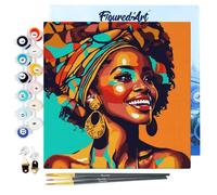 Figured'Art Mini Peinture par Numéro Adulte 20x20cm avec cadre Reine Africaine Pop Art - Petit Format Kit de Loisir Créatif