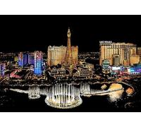 Figured'Art Peinture à Gratter format A3 (29.7x42cm) - Las Vegas - Kit Complet de Scratch Painting Carte à Gratter