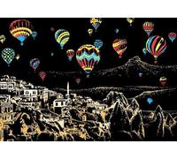 Figured'Art Peinture à Gratter format A3 (29.7x42cm) - Montgolfières en Turquie - Kit Complet de Scratch Painting Carte à Gratter