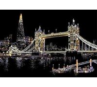 Figured'Art Peinture à Gratter format A3 (29.7x42cm) - Pont de Londres - Kit Complet de Scratch Painting Carte à Gratter
