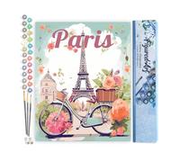Figured'Art Peinture par Numéro Adulte Affiche de voyage Paris en fleurs - Activité Manuelle Kit de Loisir Créatif DIY Numéro d'Art Complet - 40x50cm sans châssis en bois