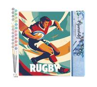 Figured'Art Peinture par Numéro Adulte Affiche sportive Rugby - Activité Manuelle Kit de Loisir Créatif DIY Numéro d'Art Complet - 40x50cm sans châssis en bois