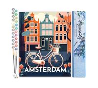 Figured'Art Peinture par Numéro Adulte Affiche Vintage Amsterdam - Activité Manuelle Kit de Loisir Créatif DIY Numéro d'Art Complet - 40x50cm sans châssis en bois