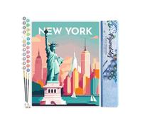 Figured'Art Peinture par Numéro Adulte Affiche Vintage New York - Kit de Loisir Créatif DIY Numéro d'Art - 40x50cm sans châssis