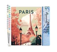 Figured'Art Peinture par Numéro Adulte Affiche Vintage Paris 2 - Activité Manuelle Kit de Loisir Créatif DIY Numéro d'Art Complet - 40x50cm sans châssis en bois