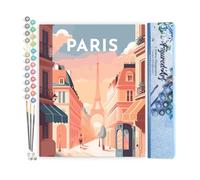 Figured'Art Peinture par Numéro Adulte Affiche Vintage Paris - Activité Manuelle Kit de Loisir Créatif DIY Numéro d'Art Complet - 40x50cm sans châssis en bois