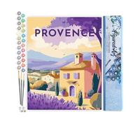 Figured'Art Peinture par Numéro Adulte Affiche Vintage Provence - Activité Manuelle Kit de Loisir Créatif DIY Numéro d'Art Complet - 40x50cm sans châssis en bois