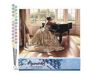 Figured'Art Peinture par Numéro Adulte Ambition d'une jeune pianiste - Activité Manuelle Kit de Loisir Créatif DIY Numéro d'Art Complet - 40x50cm sans châssis en bois