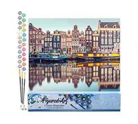 Figured'Art Peinture par Numéro Adulte Amsterdam - Activité Manuelle Kit de Loisir Créatif DIY Numéro d'Art Complet - 40x50cm sans châssis en bois