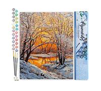 Figured'Art Peinture par Numéro Adulte Arbres en Hiver - Activité Manuelle Kit de Loisir Créatif DIY Numéro d'art Complet - 40x50cm sans châssis en Bois