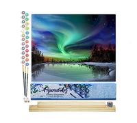 Figured'Art Peinture par Numéro Adulte Aurore boréale - Activité Manuelle Kit de Loisir Créatif DIY Numéro d'Art Complet - 40x50cm avec châssis en bois à monter