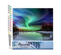 Figured'Art Peinture par Numéro Adulte Aurore boréale - Activité Manuelle Kit de Loisir Créatif DIY Numéro d'Art Complet - 40x50cm sans châssis en bois