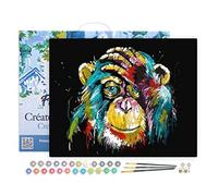Figured'Art Peinture par Numéro Adulte avec Cadre - 40x50cm Toile tendue sur Châssis - Kit Loisir Créatif Détente - Déco DIY - Babouin pop art