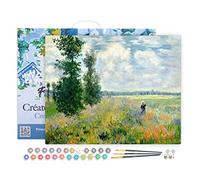Figured'Art Peinture par Numéro Adulte avec Cadre - 40x50cm Toile tendue sur Châssis - Kit Loisir Créatif Détente - Déco DIY - Monet champ de coquelicots