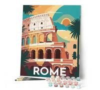 Figured'Art Peinture par Numéro Adulte avec Cadre - 40x50cm Toile tendue sur Châssis - Kit Loisir Créatif Détente - Déco DIY - Vintage Rome