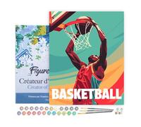 Figured'Art Peinture par Numéro Adulte avec Cadre Affiche sportive Basket - Activité Manuelle Kit de Loisir Créatif DIY Numéro d'Art Complet - 40x50cm toile tendue sur châssis