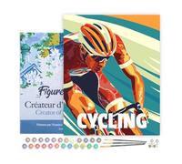 Figured'Art Peinture par Numéro Adulte avec Cadre Affiche sportive Cyclisme - Activité Manuelle Kit de Loisir Créatif DIY Numéro d'Art Complet - 40x50cm toile tendue sur châssis