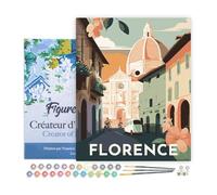 Figured'Art Peinture par Numéro Adulte avec Cadre Affiche Vintage Florence - Activité Manuelle Kit de Loisir Créatif DIY Numéro d'Art Complet - 40x50cm toile tendue sur châssis