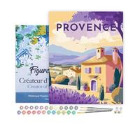 Figured'Art Peinture par Numéro Adulte avec Cadre Affiche Vintage Provence - Activité Manuelle Kit de Loisir Créatif DIY Numéro d'Art Complet - 40x50cm toile tendue sur châssis