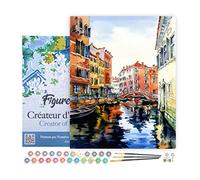 Figured'Art Peinture par Numéro Adulte avec Cadre Aquarelle de Venise - Activité Manuelle Kit de Loisir Créatif DIY Numéro d'Art Complet - 40x50cm toile tendue sur châssis