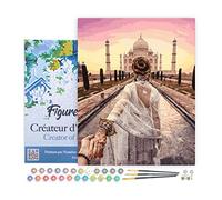 Figured'Art Peinture par Numéro Adulte avec Cadre Balade Romantique Taj Mahal - Activité Manuelle Kit de Loisir Créatif DIY Numéro d'Art Complet - 40x50cm toile tendue sur châssis