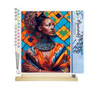 Figured'Art Peinture par Numéro Adulte avec Cadre Beauté Africaine - Activité Manuelle Kit de Loisir Créatif DIY Numéro d'Art Complet - 40x50cm avec châssis en bois à monter
