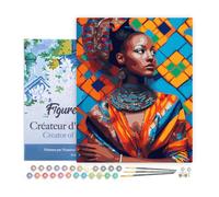 Figured'Art Peinture par Numéro Adulte avec Cadre Beauté Africaine - Activité Manuelle Kit de Loisir Créatif DIY Numéro d'Art Complet - 40x50cm toile tendue sur châssis