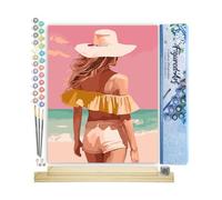 Figured'Art Peinture par Numéro Adulte avec Cadre Beauté au bord de la mer - Activité Manuelle Kit de Loisir Créatif DIY Numéro d'Art Complet - 40x50cm avec châssis en bois à monter