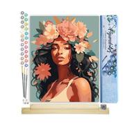 Figured'Art Peinture par Numéro Adulte avec Cadre Beauté couronnée de pivoines - Activité Manuelle Kit de Loisir Créatif DIY Numéro d'Art Complet - 40x50cm avec châssis en bois à monter