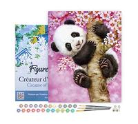 Figured'Art Peinture par Numéro Adulte avec Cadre Bébé Panda - Activité Manuelle Kit de Loisir Créatif DIY Numéro d'Art Complet - 40x50cm toile tendue sur châssis
