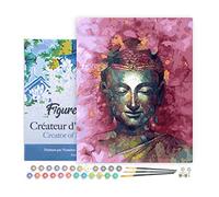 Figured'Art Peinture par Numéro Adulte avec Cadre Bouddha précieux - Activité Manuelle Kit de Loisir Créatif DIY Numéro d'Art Complet - 40x50cm toile tendue sur châssis