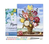Figured'Art Peinture par Numéro Adulte avec Cadre Bouquet de Fleurs - Ambrosius Bosschaert - Activité Manuelle Kit de Loisir Créatif DIY Numéro d'Art Complet - 40x50cm toile tendue sur châssis