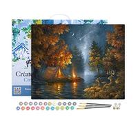 Figured'Art Peinture par Numéro Adulte avec Cadre Camping sous une nuit etoilée - Activité Manuelle Kit de Loisir Créatif DIY Numéro d'Art Complet - 40x50cm toile tendue sur châssis